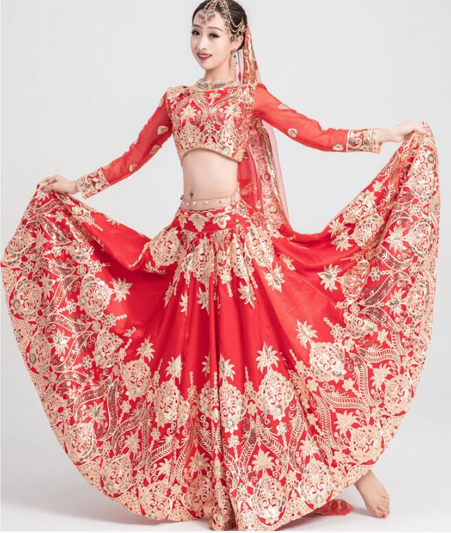 Salwar Kameez Set - Cekinowy haft indyjski Sari luksusowa sukienka