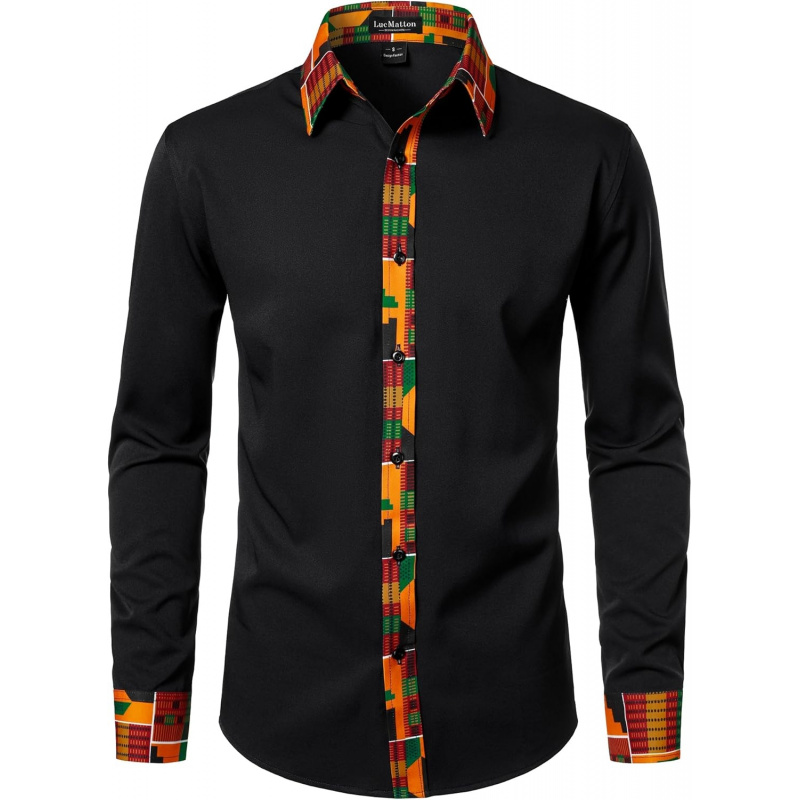 Dashiki Shirt Men - Męska koszula wizytowa z długim rękawem