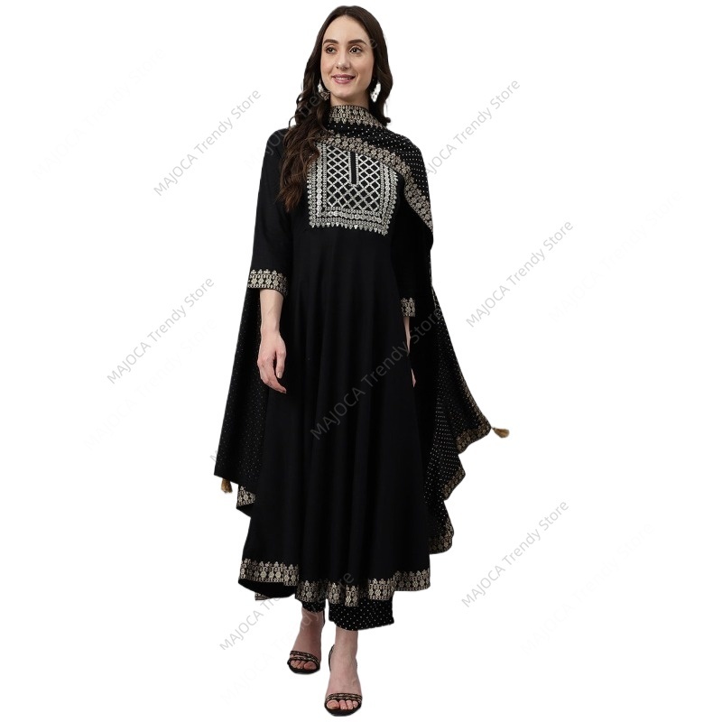 Salwar Kameez Set - Indyjski/Pakistański damski zestaw Kurta z czarnego