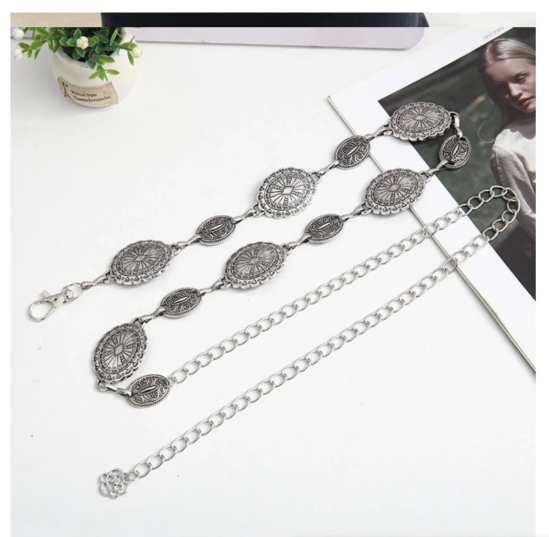 Ethnic Wear Fashion Designer - Designerski, luksusowy srebrny metalowy łańcuszek do