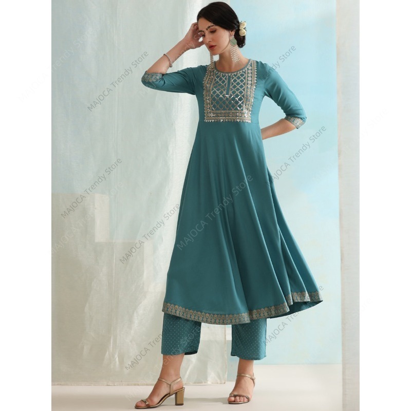 Niebieski pawie indyjski damsk – Salwar Kameez Set recenzja i cena