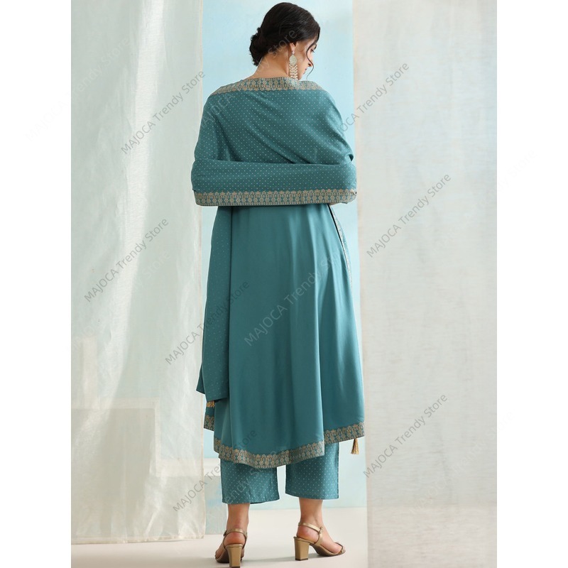 Niebieski pawie indyjski damsk – Salwar Kameez Set recenzja i cena