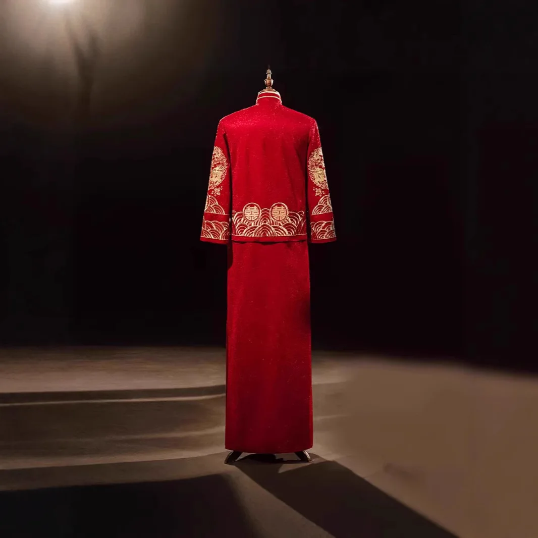 Haftowany strój ślubny Xiuhe d – Salwar Kameez Set recenzja i cena